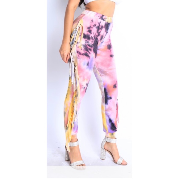 💘 Tye Dye Fringe Joggers 💘 - Picture 4 of 6